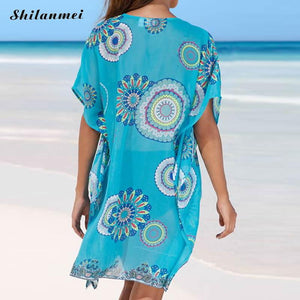 Lace Up V-Neck Beach Dress